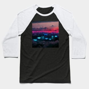 High Sphere - Cyberpunk Cityscape Skyline Baseball T-Shirt